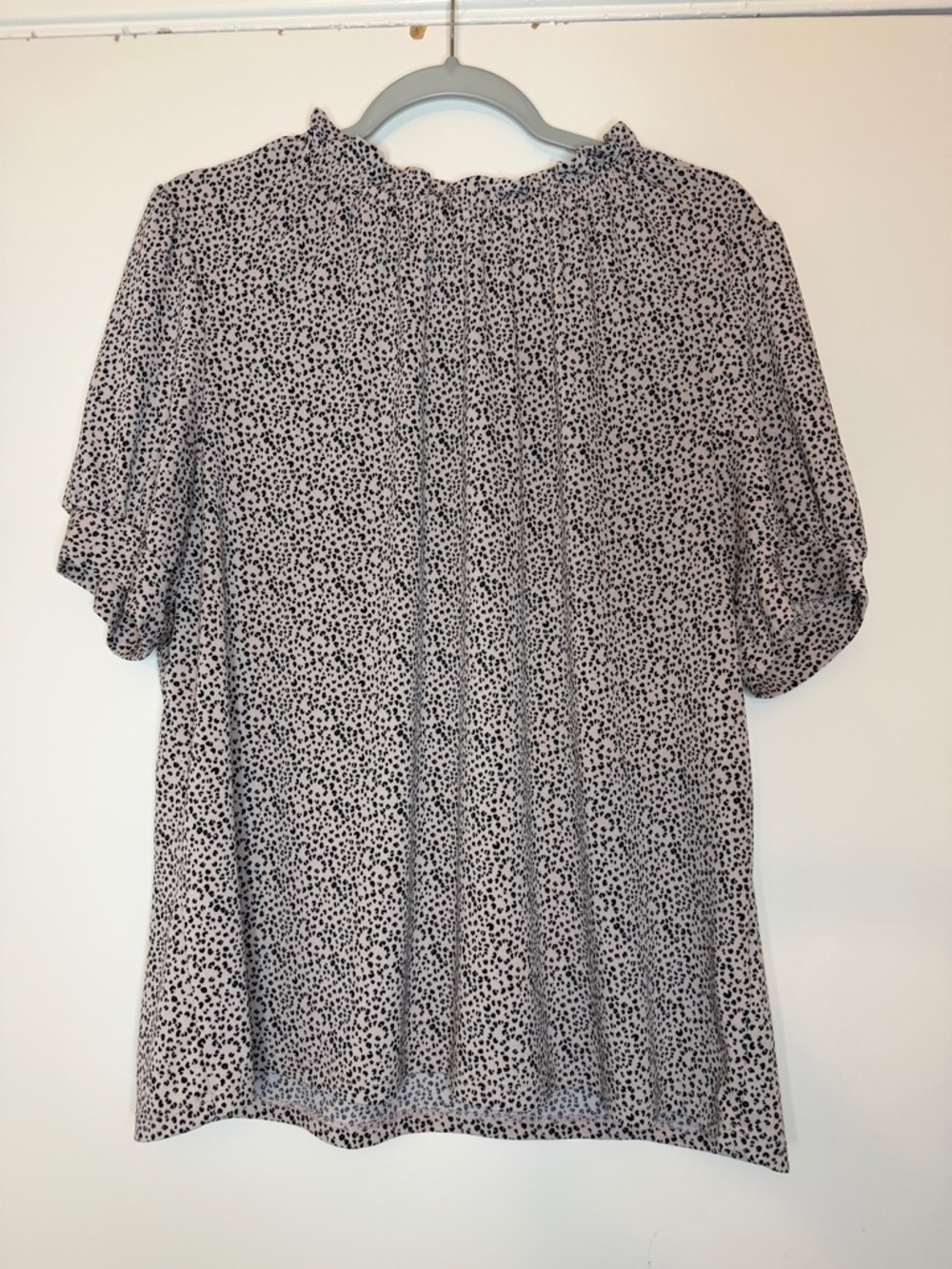 Adrianna Papell Dusty Pink Leopard-Print Flutter Sleeve Blouse XL